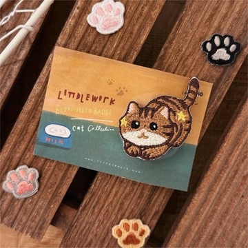 刺繡燙貼/別針 | 貓咪 - 狩獵虎斑 | Littdlework