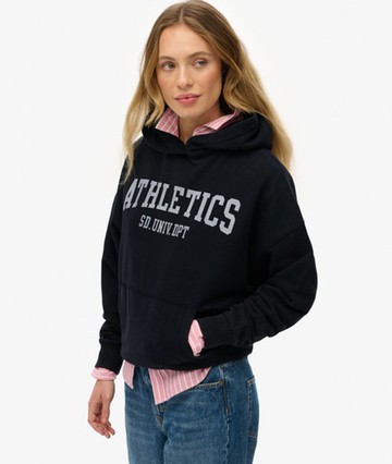Superdry Women's Athletic Essentials Relaxed Hoodie Navy Size: 8