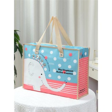 小清新防水無紡布收納袋搬家服裝打包整理袋時尚便攜手提購物袋