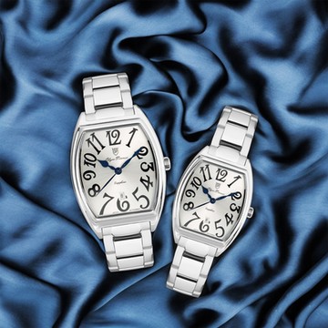 Olym Pianus奧柏 銀河光輝酒桶超現代情侶對錶 2228S/2229S 銀白面