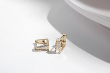 迴聲。方形雙排鑽易扣耳環 純銀耳環