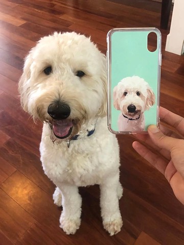 個性化手工寵物自畫像手機殼 客製化手繪iPhone手機殼毛孩子肖像