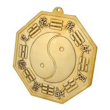 已開光??銅太極鏡凹凸鏡黃銅凸鏡太陰陽魚黃銅八卦鏡掛件擺件裝飾品太極 八卦牌 吊墜 項鍊 陰陽五行護身符 避邪 招財