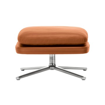 Grand Relax 憩息腳凳（干邑色皮革、銀色基座）