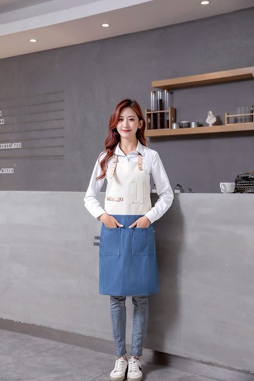 YOYO文創 台灣製日式拼色真皮圍裙 工作圍裙 手工圍裙