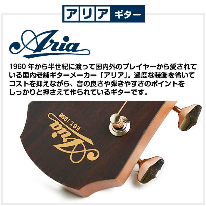 アコースティックギター 初心者セット アコギ 6点 アリア Aria-101 (小振りなボディ フォーク ギター 初心者 入門 セット)