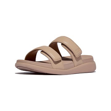 F-MODE GO可調式厚底雙帶涼鞋-古典米色