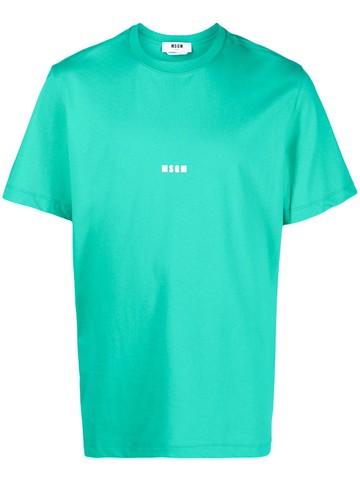 MSGM - logo-print cotton T-shirt - men - Cotton - XS - Green