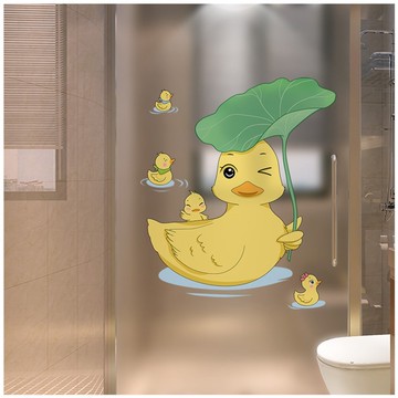 衛生間玻璃裝飾卡通貼紙小圖案鴨子創意浴室防水貼畫瓷磚墻面遮丑