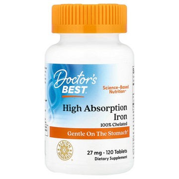 Doctor's Best, 易吸收鐵營養片，含 Ferrochel® 成分，27 毫克，120 片裝