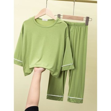 兒童春夏季莫代爾冰絲薄款睡衣男女童家居服中大童小女孩套裝女寶