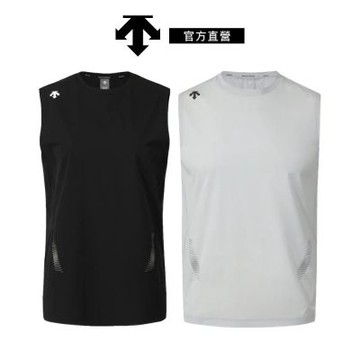 【DESCENTE】迪桑特 男士 輕量透氣無袖運動上衣(黑色/灰色)