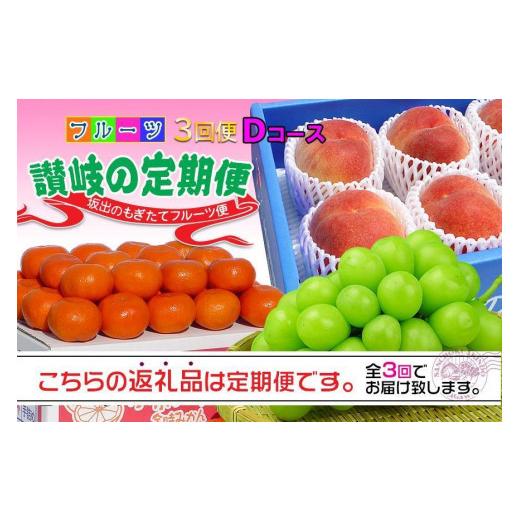 ふるさと納税 香川県 坂出市  フルーツ セット 定期便 桃 約2kg  シャインマスカット 1房 約600g以上  みかん 5kg × 3ヶ月 …