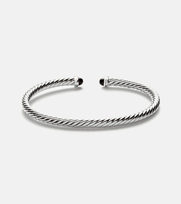 David Yurman Cable Flex sterling silver and 14kt gold cuff bracelet with onyxes