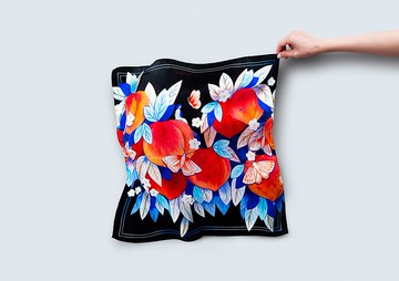 閃亮的桃紅絲巾。純絲。與 Maggie Chiang 的合作