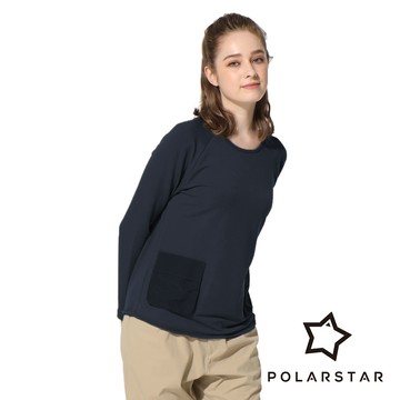 【PolarStar】女彈性休閒長袖上衣『深藍』P22910 戶外 休閒 登山 露營 冬季 禦寒 保暖 長袖