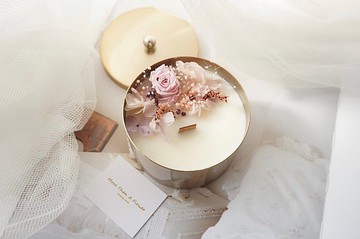 【燭.花】客製 |金色經典盒永生花蠟燭 情人節禮物