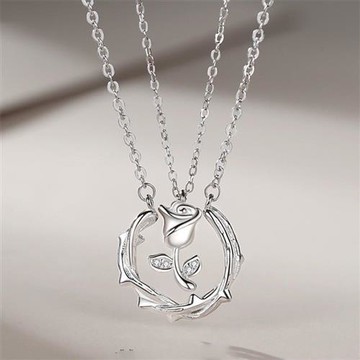 【巴黎精品】現貨+預購 頂級925純銀項鍊鎖骨鏈情人節禮物情侶對鍊配件-荊棘與玫瑰情侶項鍊2款a1kp9