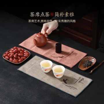 陶福氣 茶巾茶布吸水高檔桌布家用 茶室杯墊干泡茶席紫砂壺養壺巾