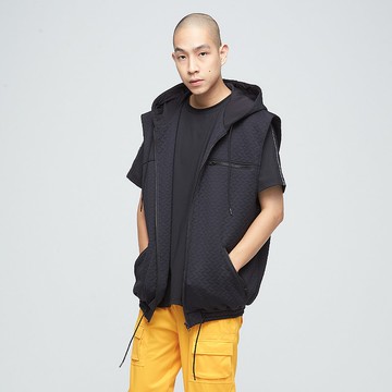 台灣製-線性緹花背心(男)-無煙煤黑