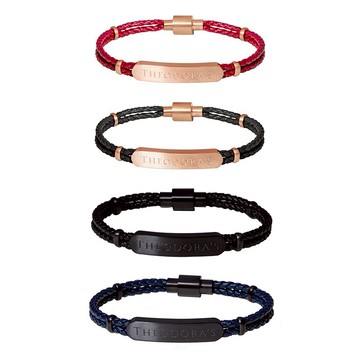 (女款黑M款預計4月下旬到貨)[生日禮物/全館禮盒包裝]【THEODORA'S】遇見 真皮牌飾磁扣手環-女款紅 / 女款黑 / 男款黑 / 男款藍