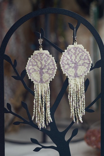 手工製作的生命之樹壞耳環－Miyuki Bads 銀鉤
