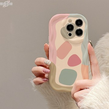 ins彩色塗鴉適用蘋果15promax手機殼新款iphone14plus創意13全包16手機殼11泡芙殼 i17手機殼