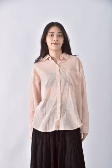 (L) irene透膚橘色襯衫上衣