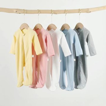 A類純棉春秋嬰兒連體爬服雙頭拉鏈寶寶長袖連體衣包手包腳哈衣