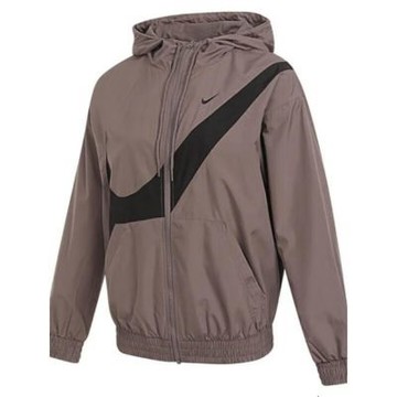 NIKE 外套 女 運動連帽外套 AS W NSW CLSSC WVN UV FZ LOGO 棕 HM8972-214(2S4444)