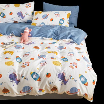 eyah 宜雅 100%純棉床包枕頭套組 旅行日記 卡通可愛風  雙人