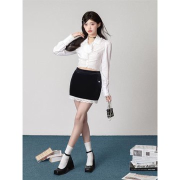 花鈴太太jk早春上衣女設計感兔耳花邊小眾襯衫2025新款白色學院風