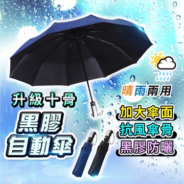 【現貨】10骨自動傘 加大傘面｜一鍵開收 雙人可用｜防曬黑膠 遮陽雨傘 自動摺疊傘