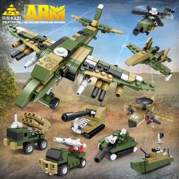 開智新品軍事坦克飛機模型可合體小顆粒拼裝益智積木地攤玩具批發