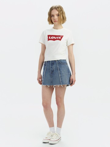 Levi’s® 女款拼接不收邊設計牛仔短裙 熱賣單品
