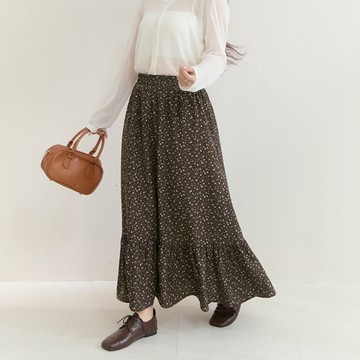 溫柔碎花全鬆緊蛋糕長裙