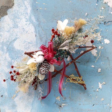 漫森態 乾燥花花圈 聖誕花圈 星形花圈
