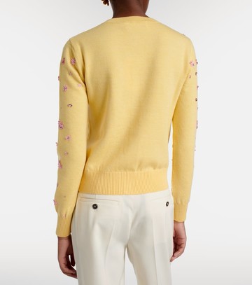 Oscar de la Renta Crystal Cluster virgin wool cardigan