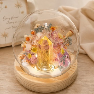 [快速出貨] 🎀情人節快樂【粘粘&Hope花藝坊】黃水晶永生花燈飾♡