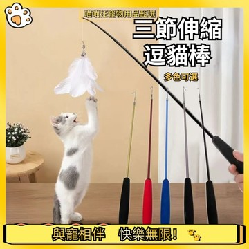 【喵喵汪甄選】🐱 三節逗貓棒 貓咪玩具 逗貓 逗貓棒替換頭 伸縮逗貓棒 逗貓棒羽毛  逗貓棒 貓玩具 寵物玩具