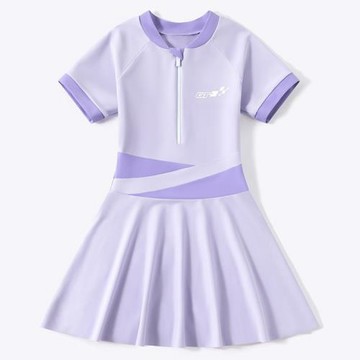 兒童泳衣女孩2024新款高級感女大童初中生保守連體游泳衣游泳裝備