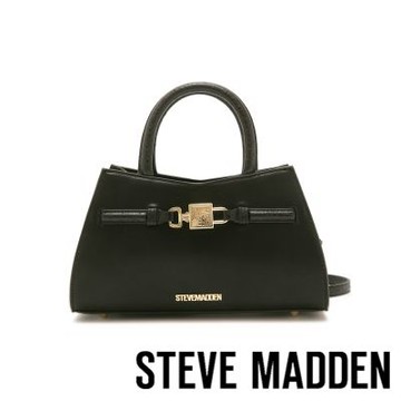STEVE MADDEN-素面方形LOGO釦是手提兩用包 BSHERI-黑色