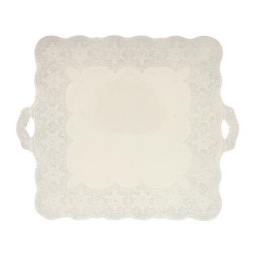 義大利VBC casa蕾絲系列 43 cm 把手托盤 / 米白色