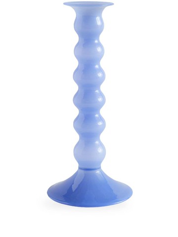 HAY - Wavy large candle holder - unisex - glass - One Size - Blue