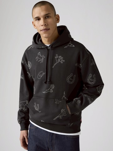 男款 帽T 抽繩帽T Oversize寬鬆版型 牛仔帽 馬蹄 印花設計 熱賣單品