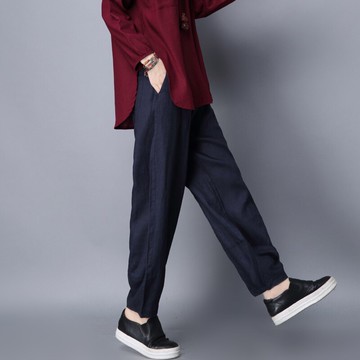 春夏裝新款大碼女裝文藝復古寬松舒適休閑褲瑜伽褲太極褲長褲1入