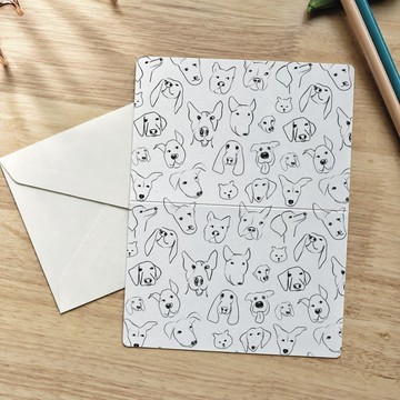 狗狗極簡線條插畫萬用卡 生日卡片 鼓勵卡
