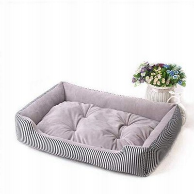 小型犬ペットベッド クッション 犬猫用 グレー 寝床 ふかふか 通年タイプ 角型 やわらかいベッド ペット用品 洗える 犬 猫 ふわふわ ペ