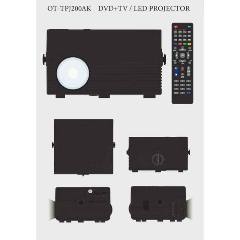 プロジェクター OVERTIME TVチューナー DVD付 LED OT-TPJ200AK 大迫力 ...