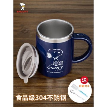 史努比保溫杯咖啡杯男生不銹鋼馬克杯帶蓋女士辦公室水杯家用杯子